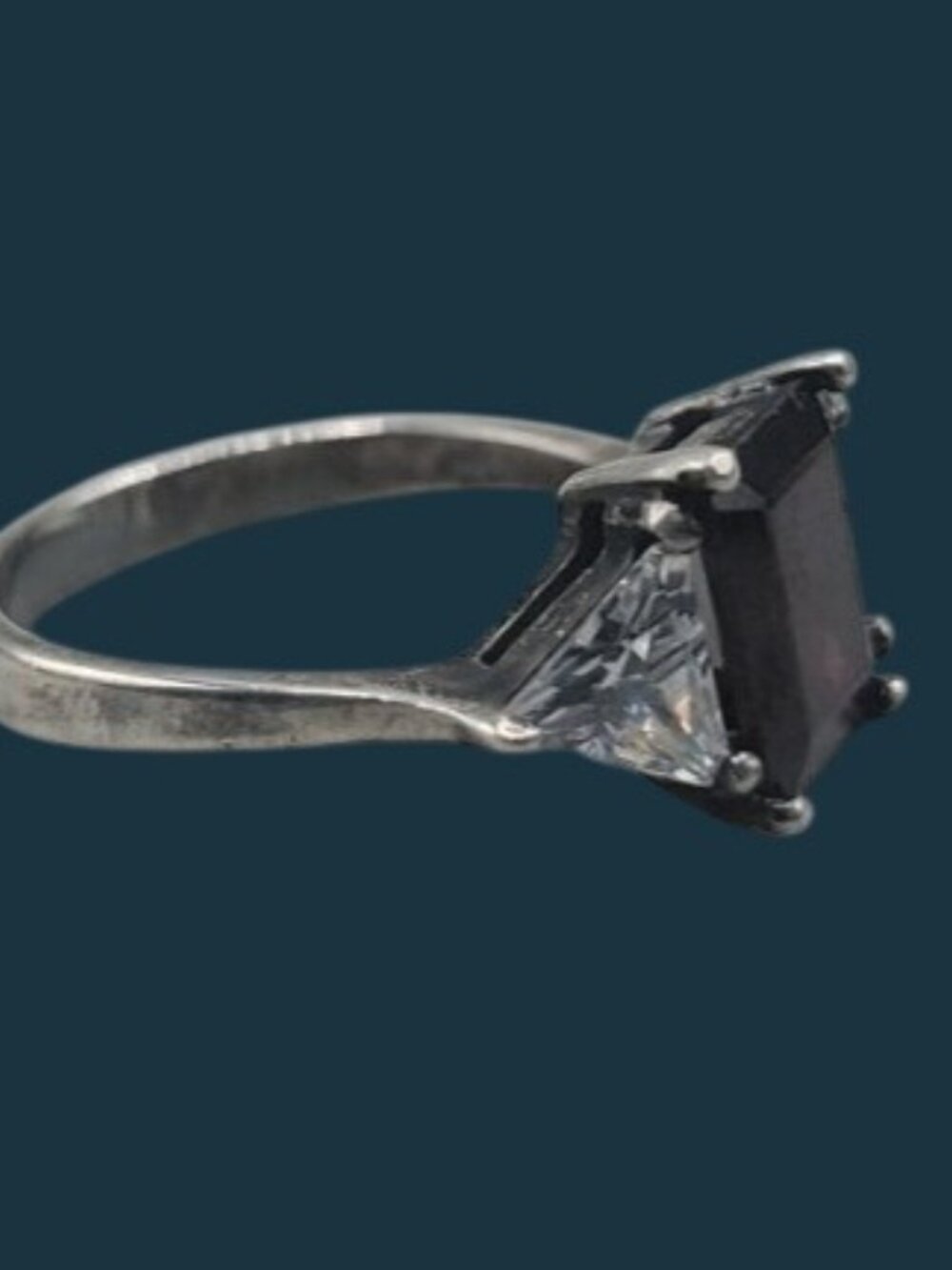 JC Sipes Sterling Silver Pyrope Garnet Ring Trillion Cut Cubic Zirconia SZ 9 - Picture 13 of 15